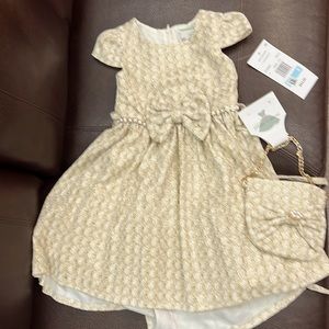 Brand new Rare additions gold and white girls dress size 5